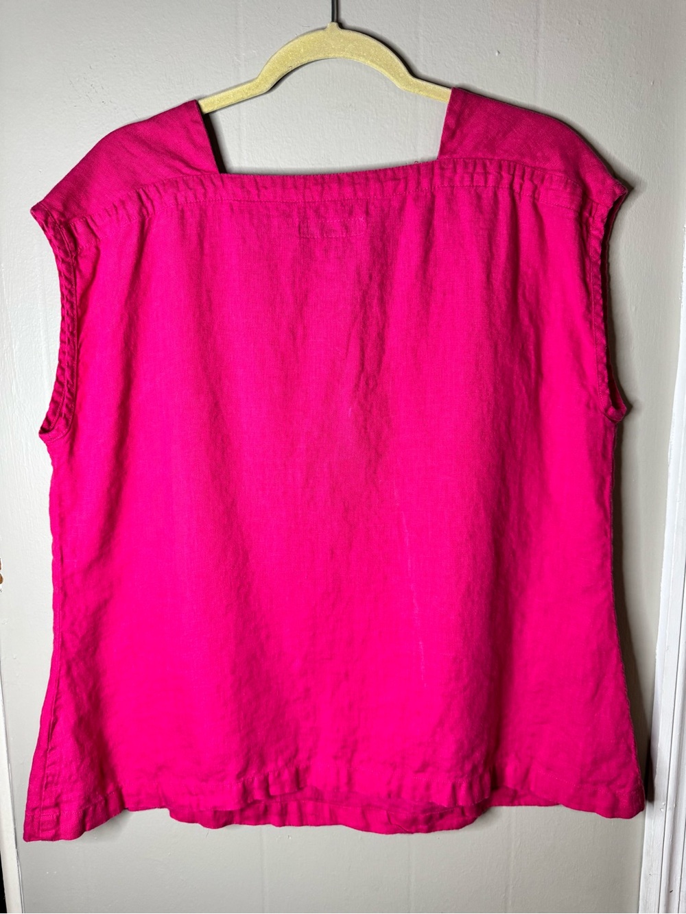 FLAX Women's Linen Lagenlook Hot Pink Square Neck Tank Top Size Medium - Picture 2 of 7